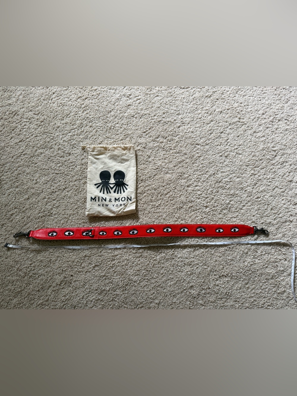 Min & Mon Red Shoulder Bag Strap with Eye Pattern all over eyes design